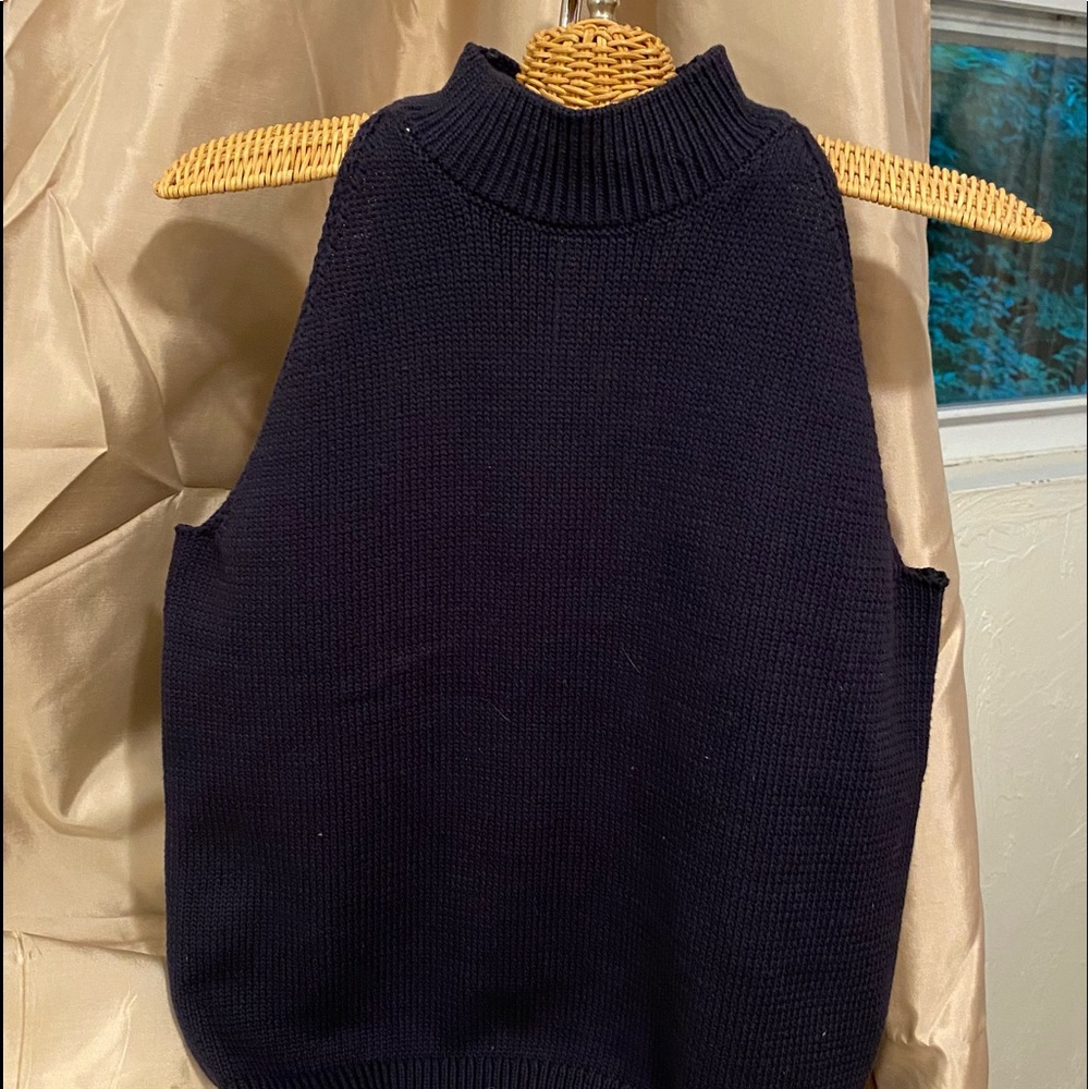 Ann Taylor Navy sleeveless mock turtleneck sweater